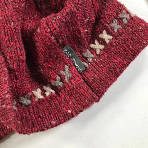 Woolrich Sweater Womens Medium Heather Red Gray Quarter Zip Nordic Fair Isle - Picture 6 of 11